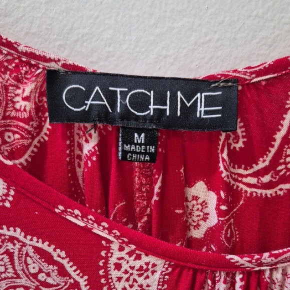 Catch Me Red and White Paisley Blouse - Picture 3 of 5